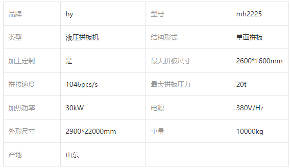 全自動拼板機技術參數(shù)